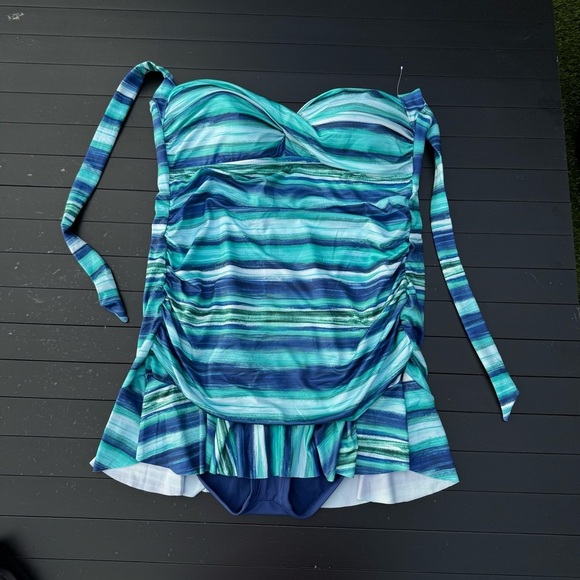 Disney Blue and White Skirted One Piece Swimwear with Ruffle Hem - Picture 8 of 12